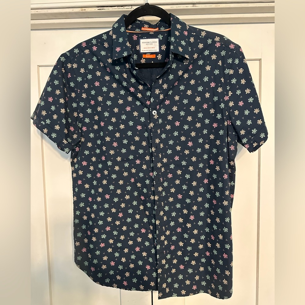 Denim and Flower Dress shirt